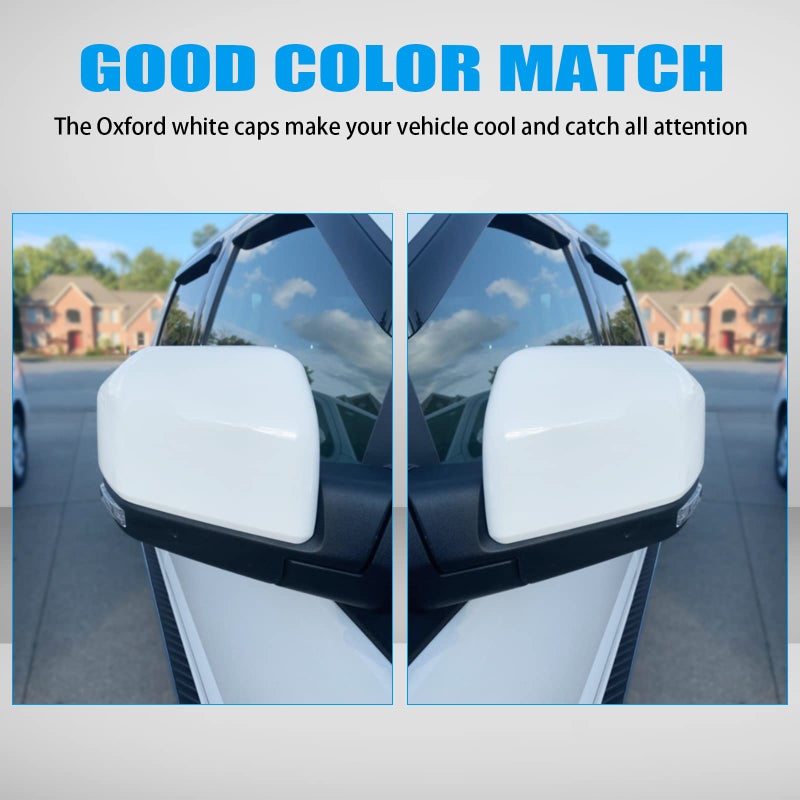 Tutor Auto Oxford White Mirror Cover Caps Compatible with Ford F150 2015 2016 2017 2018 2019 2020 Door Rear View Upgrade - Image 2